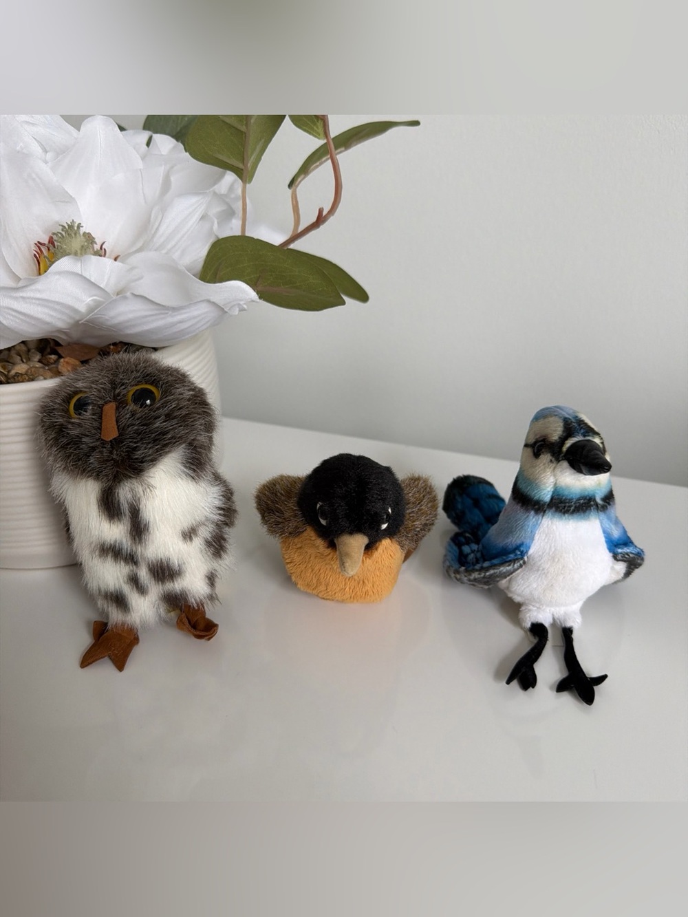 Folkmanis Puppets Lot Finger Puppets 3 Birds Owl | Cardinal | American Robin